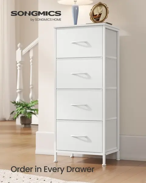 Comoda cu sertare Songmics Alb 39.6x30x95.2 cm