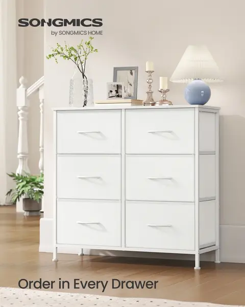 Comoda cu sertare Songmics Alb 76.7x30x73.7 cm