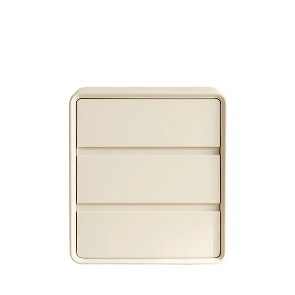 Comodă din MDF și piele PU – 3 sertare, 55x40x61 cm-White