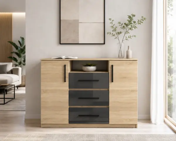 Comoda Maya Sonoma Acril Antracit 120x45x86 cm
