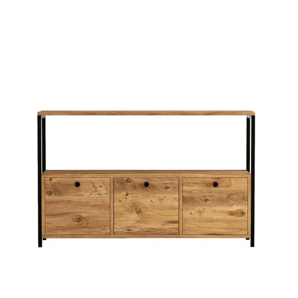 Comoda NERO V2, pin atlantic + negru, 120x30x75 cm