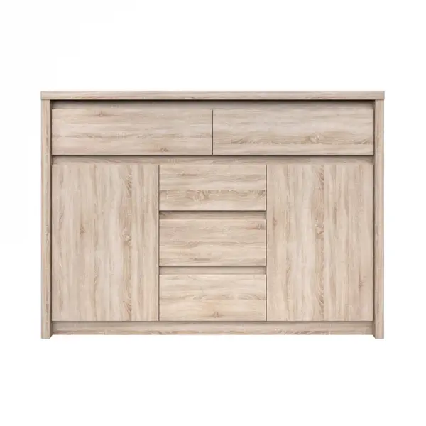 Comoda NORTON, 2 usi, 5 sertare, stejar sonoma, 127x40x92 cm