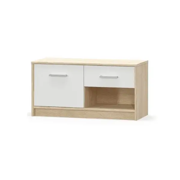Comoda TIPS, 1 usa, 1 sertar, stejar sonoma + alb, 83,4x34,3x42,5 cm