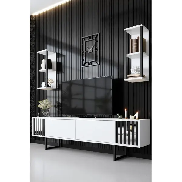 Comoda Tv Chrome Line Tv Stand Stylish, Gri, 180x48x30 cm