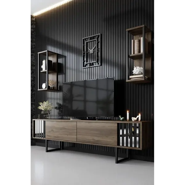 Comoda Tv Chrome Line Tv Stand Stylish, Gri, 180x48x30 cm