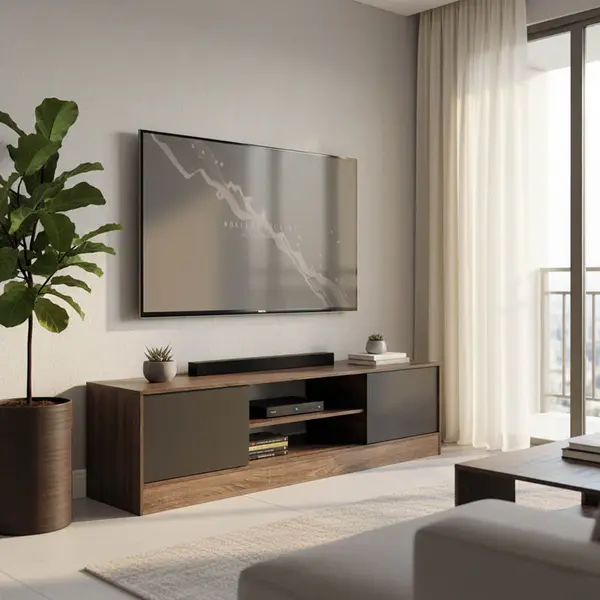Comoda TV cu spatiu de depozitare Sasa, Lemn de stejar-antracit, 150x35x41 cm