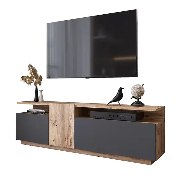 Comoda TV Elana, Alb - Antracit, 150x29x46 cm