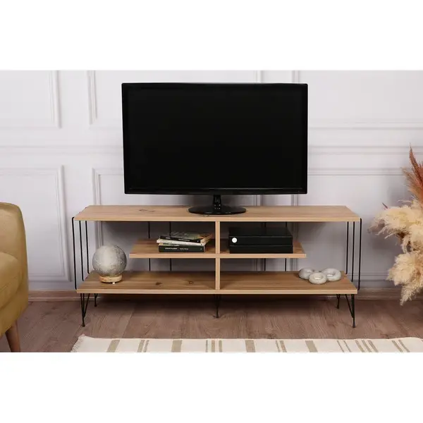 Comoda TV Eze, Crem - Alb - Maro - Gri, 120x45x30 cm