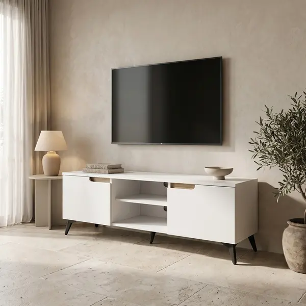 Comoda TV, Kemvio, Pako, Alb 150x38x44 cm