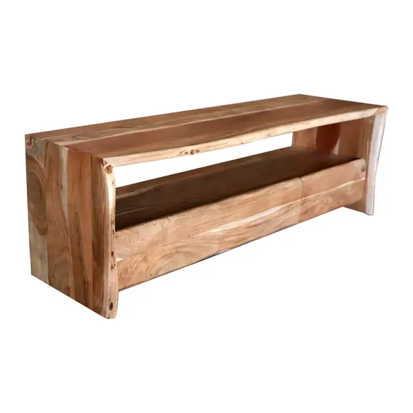 Comoda TV Konna lemn masiv de acacia, nuc, 140x40x45 cm