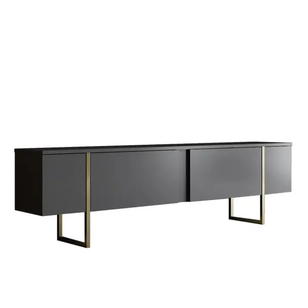 Comoda TV LUXE, antracit + auriu, 180x30x50 cm