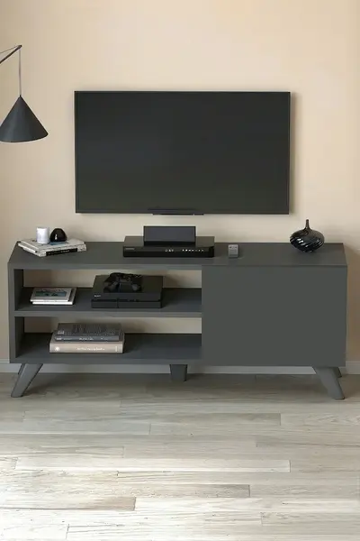 Comoda TV Malta, 100 cm, PAL 18 mm, cu usa si rafturi, stil scandinav