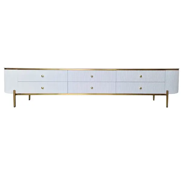 Comoda TV Morena alb/auriu L200 cm