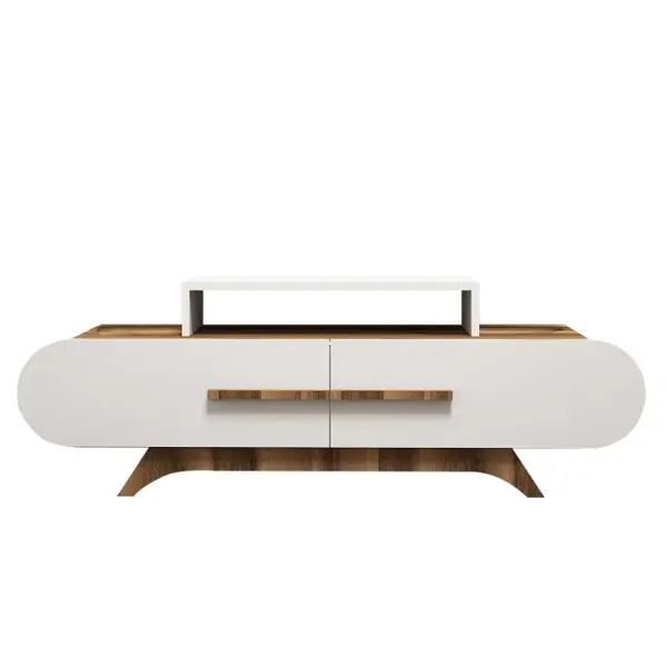 Comoda TV ROSE, nuc + alb, 145x36,8x49,8 cm