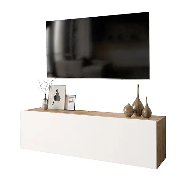 Comoda TV Serit, Alb - Stejar, 31x100x30 cm