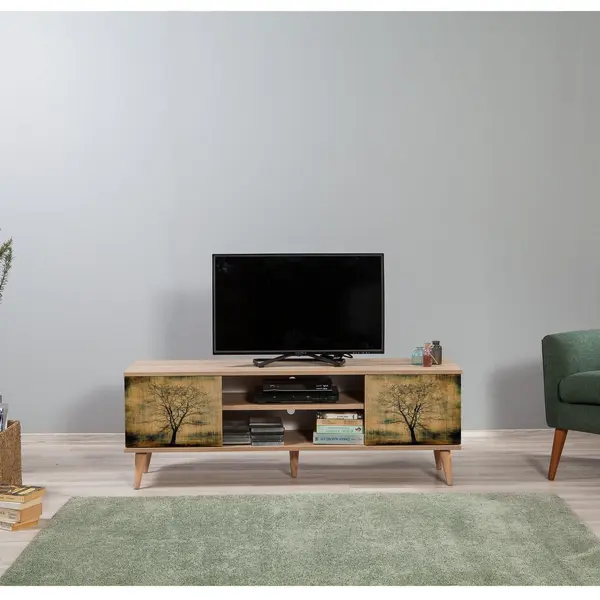 Comoda Tv Truva - TV Stand 6, Stejar Sonoma, 50x40x140 cm