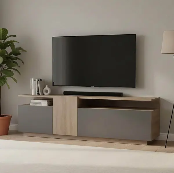 Comoda TV Vendora Antracit 150x29.5x46.3 cm