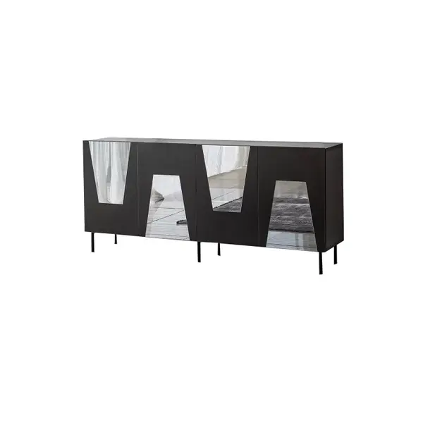 Comoda VENICE, negru + fum, 180x40x80 cm