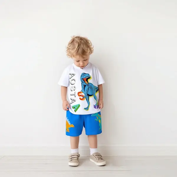 Compleu 2 Piese Băieți Tricou Alb și Pantaloni Albaștri Axel - 2-3 ani