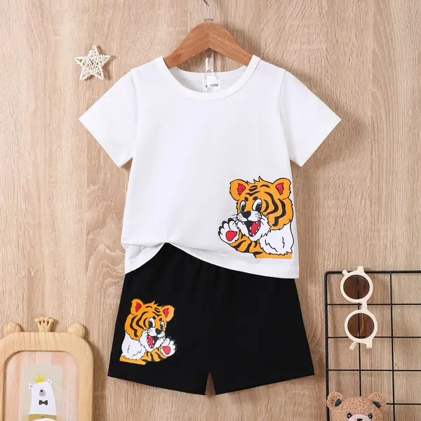 Compleu Alb Negru Baieti Tiger - 12-18 luni