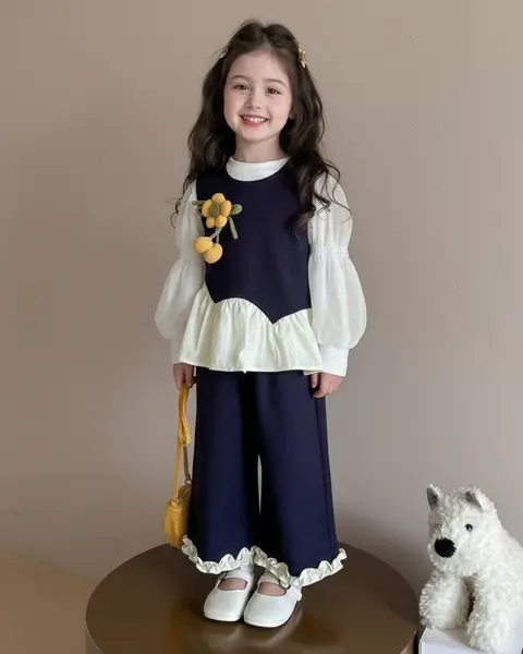 Compleu Bleumarin Elegant Fetite Otilia - 3-4 ani