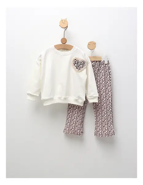 Compleu cu print leopard Sophia, alb-roz