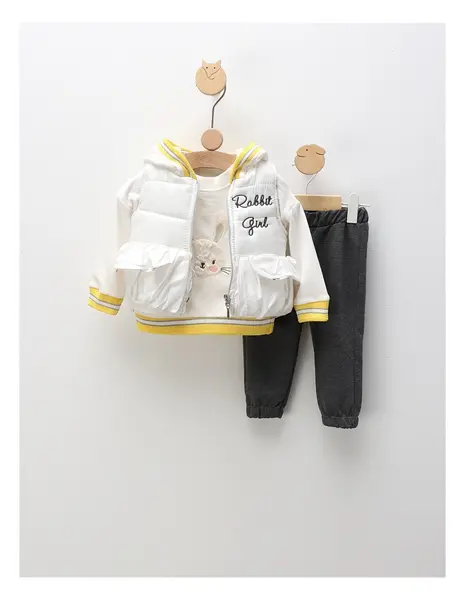 Compleu cu vesta, Rabbit Girl, alb-galben