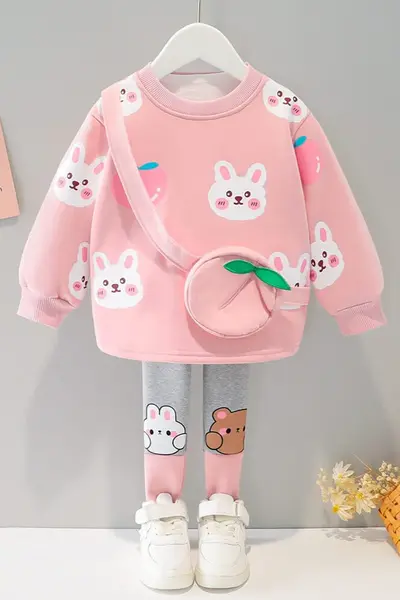 Compleu de catifea din doua piese NOVA - bej / 3 ani