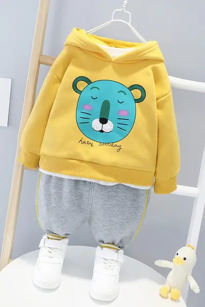 Compleu de catifea, hanorac si pantaloni DAVID - 3 ani