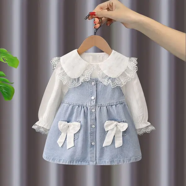 Compleu Denim Albastru Fete Briana - 2-3 ani