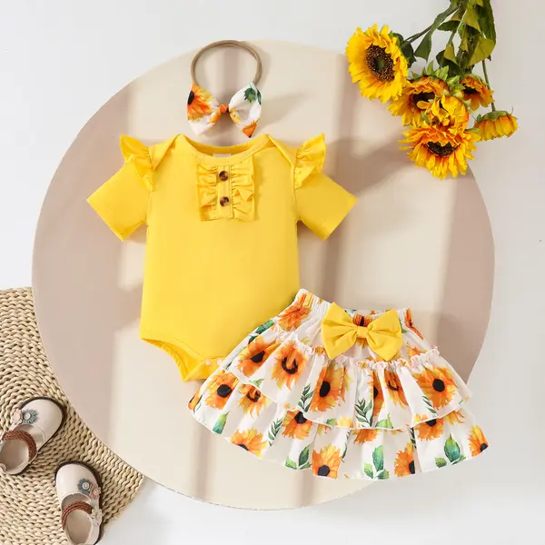 Compleu Fetițe 3 Piese Little Sunflower Tatiana - 6-9 luni
