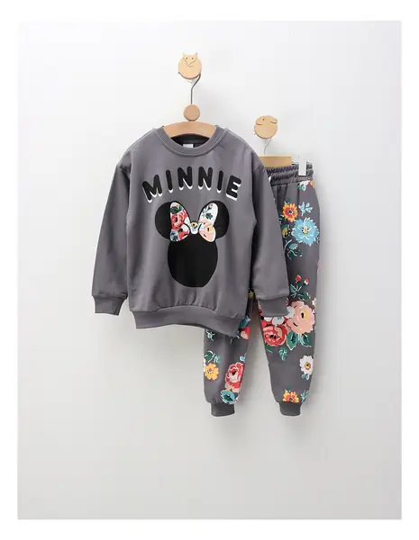 Compleu Minnie si Floricele, cu gri