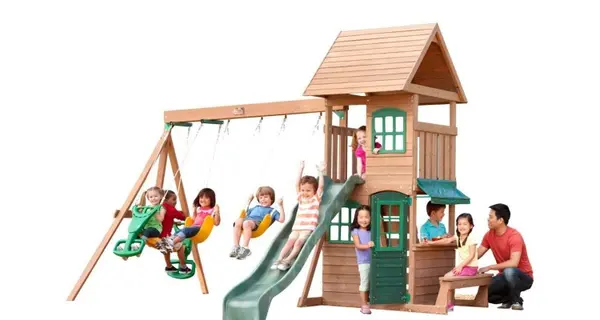 Complex de joaca din lemn de cedru cu leagane Windale, Big Backyard by Kidkraft