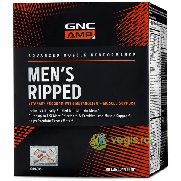 Complex de Multivitamine pentru Barbati Amp Men's Ripped Vitapak 30buc