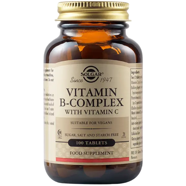 Complex Vitamina B cu Vitamina C, 100 tablete, Solgar