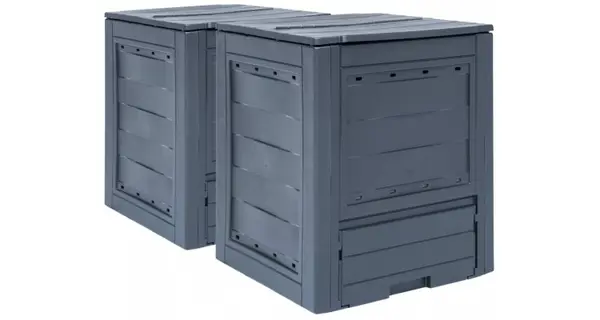 Compostoare de gradina, 2 buc., gri, 60 x 60 x 73 cm, 520 L