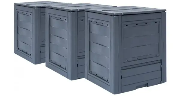Compostoare de gradina, 3 buc.,gri, 60 x 60 x 73 cm, 780 L