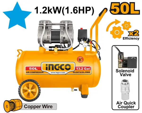 Compresor 50L 1.2Kw Fara Ulei INGCO ACS112501