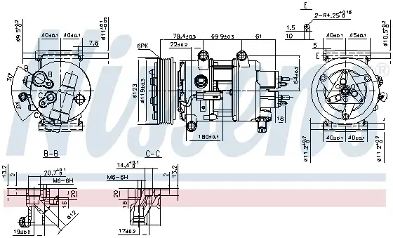 Compresor AC clima CITROEN BERLINGO, C3 II, C3 PICASSO, C4, C4 GRAND PICASSO I, C4 I, C4 PICASSO I, C5 III, DS3; PEUGEOT 2008 I, 207, 207 CC, 207 SW, 208, 208 I, 307, 307 CC 1.0-2.0D dupa 2000