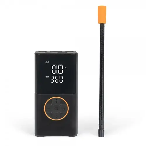 Compresor auto portabil Livoo TEA329, ecran digital, acumulator 2 x 2000 mAh, 5 moduri de presiune presetate, 4 unitati de masura, 5 accesorii de umflare, lanterna LED (Negru)