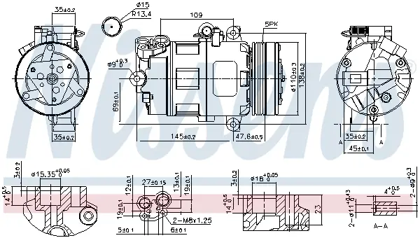 Compresor climatizare aer conditionat potrivit BMW Seria 3 (E46), 5 (E39), Z3 (E36) 1.6-3.2 12.97-07.06