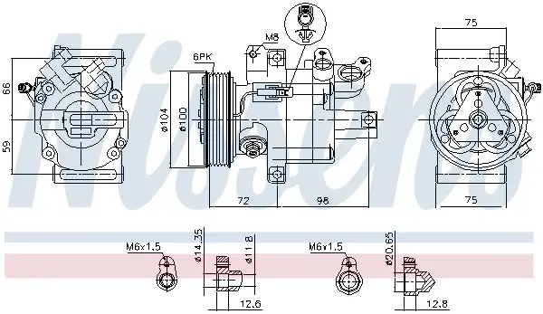 Compresor climatizare aer conditionat potrivit CITROEN C1; PEUGEOT 107; TOYOTA AYGO 1.0 06.05-09.14