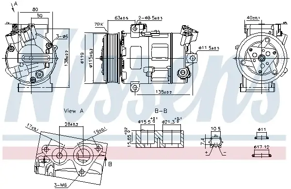 Compresor climatizare aer conditionat potrivit FIAT TALENTO; NISSAN NV300, NV400, PRIMASTAR; OPEL MOVANO B, VIVARO B; RENAULT LATITUDE, MASTER III, TRAFIC III 1.6D 2.0D 2.3D 09.06-