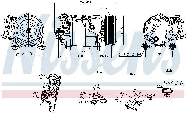 Compresor climatizare potrivit BMW 2 (F22, F87), 2 (F23), 2 (F45), 2 GRAN TOURER (F46), 2 GRAN TOURER VAN (F46), 5 (F10), 5 (F11), 5 (G30, F90), 5 (G31), 6 GRAN TURISMO (G32) 1.2-3.0D 06.10-