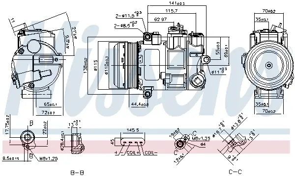 Compresor climatizare potrivit MERCEDES C (C204), C T-MODEL (S204), C (W204), E (A207), E (C207), E T-MODEL (S212), E (W212), GL (X166), GLK (X204), SLK (R172) 2.2D 3.0D 3.5 08.08-
