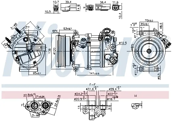 Compresor climatizare potrivit VOLVO S60 II, S80 II, V60 I, V60 II, V70 III, XC60 I, XC70 II 1.5 2.0 2.0D 09.13-12.21