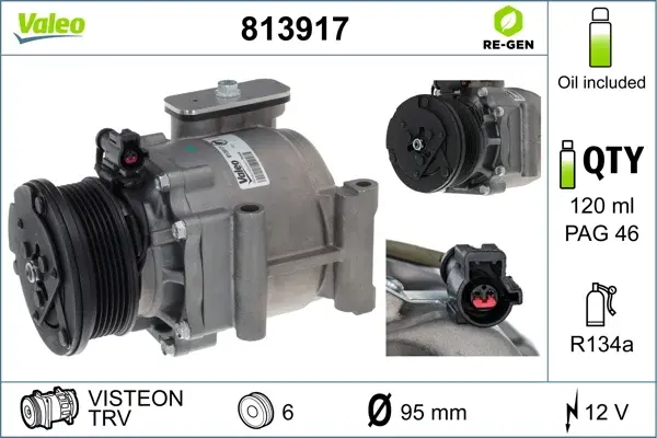 Compresor climatizare (reconditonat) potrivit FORD FIESTA V, FIESTA VI, FUSION 1.25-1.6 11.01-01.18