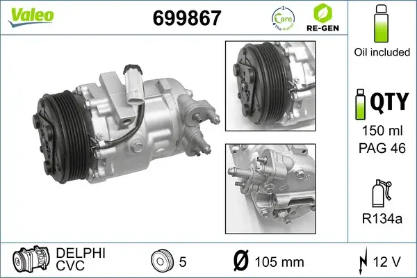 Compresor climatizare (reconditonat) potrivit OPEL AGILA A, COMBO TOUR, COMBO MINIVAN, CORSA C, CORSA C HATCHBACK, MERIVA A, TIGRA; SUZUKI IGNIS II, SPLASH 1.3 1.3D 1.5 06.03-