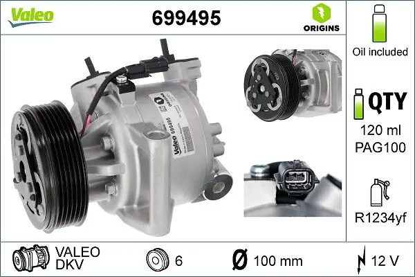 Compresor, climatizare VALEO ORIGINS NEW OE TECHNOLOGY 699495