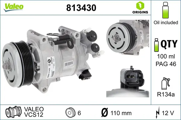 Compresor, climatizare VALEO ORIGINS NEW OE TECHNOLOGY 813430